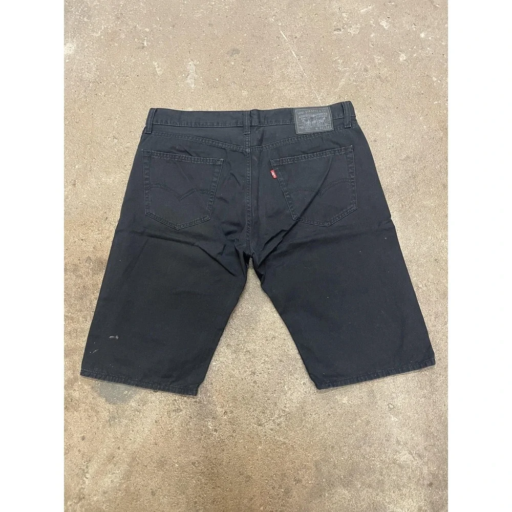 Levis 505 Shorts Mens 34 x 12‎ Black Denim Regular Fit Bermuda Dark Wash Zip Fly